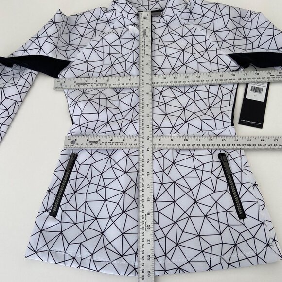 Karma Athletics White & Black Geometric Full-Zip Womens Jacket Lightweight Activ - Picture 13 of 16
